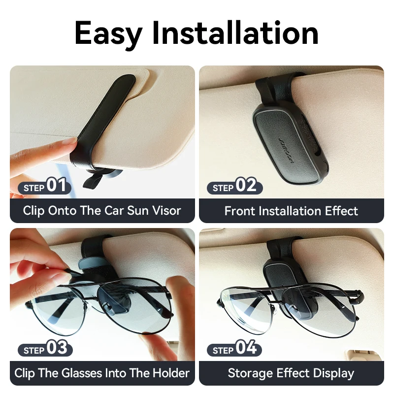 Joyroom Car Sunglasses Holder Universal Car Sun Visor Eyeglass Holder Glasses Clip Card Ticket Storage Clip for Accessories