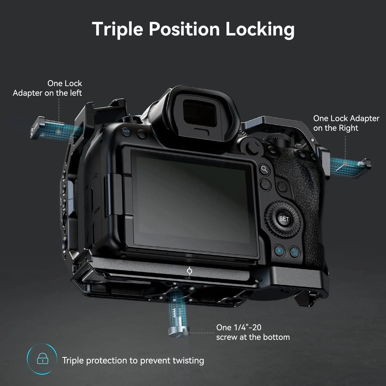 R6 Mark II Camera Cage for Canon EOS R6 Mark II with Dual NATO Rails Quick Relea