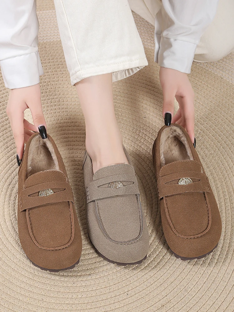 

Мокасины женские с закрытым носком, мягкие туфли с круглым носком, лоферы, без застежки, повседневная обувь на плоской подошве, зимнее платье, Sl