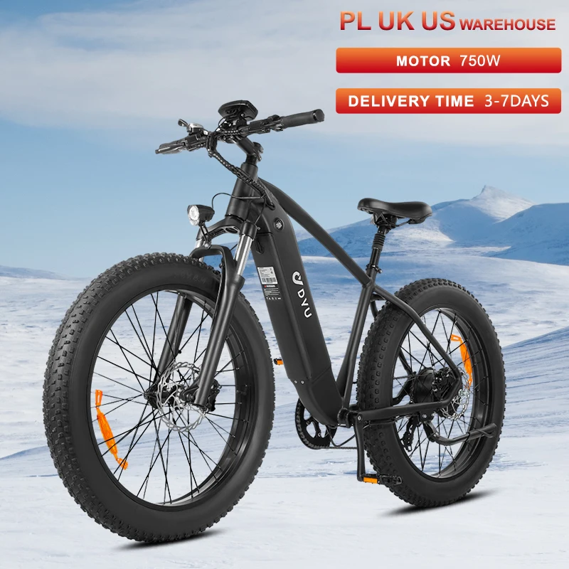 

DYU King750 EU UK US Stock Electric Bicycle 48V20AH 750W 26"*4-inch Fat Tire Ebike Max Speed 45 km/h Mountain Snow Electric Bike