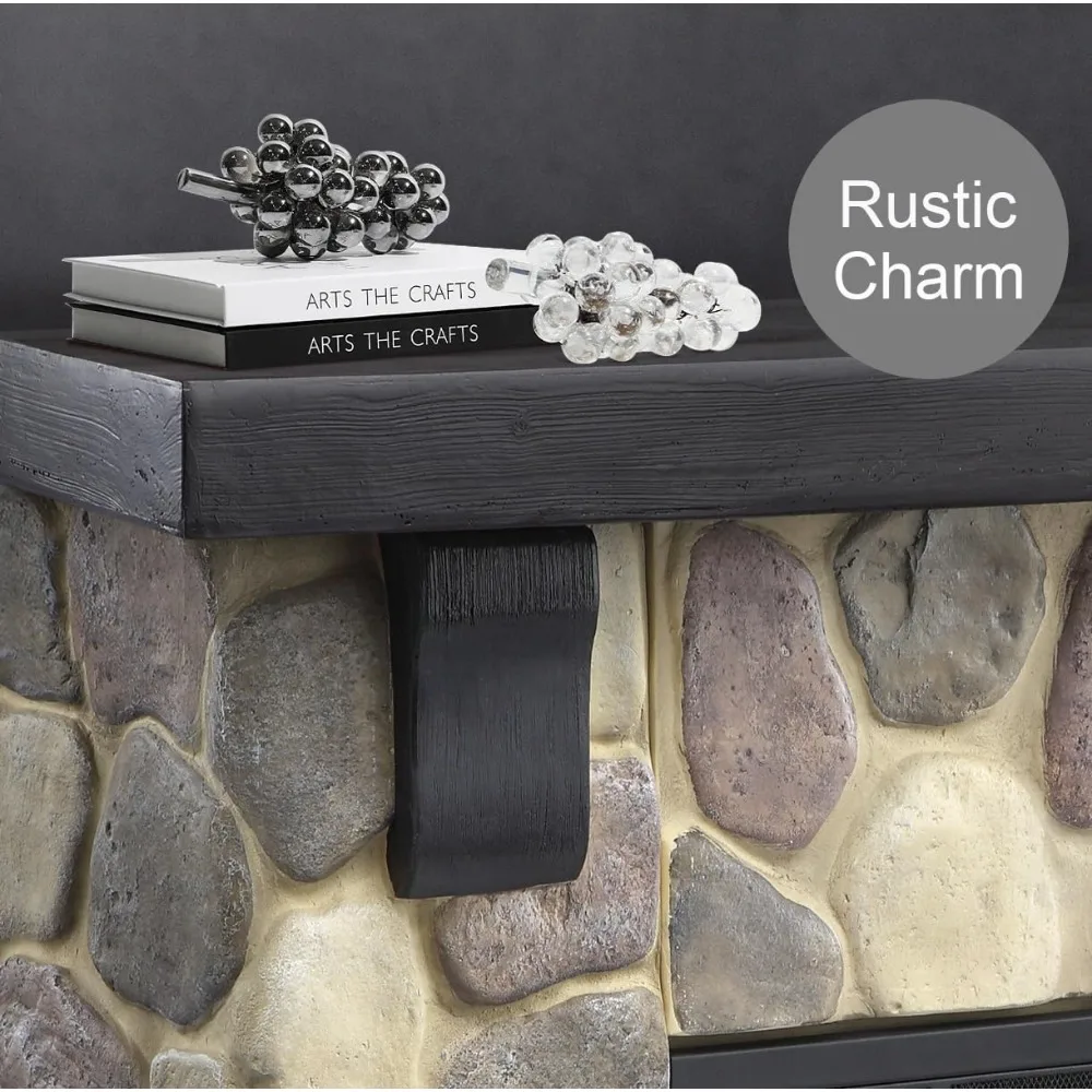 Electric Fireplace Mantel Package,48 in Freestanding Stone Fireplace Heater TV Stand W Remote Control,7 Flame Brightness Setting 3