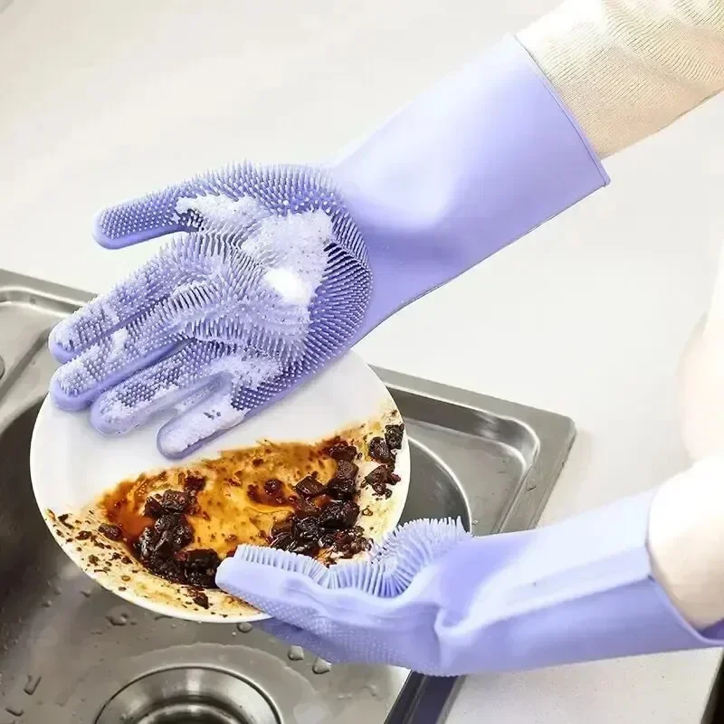 Cleaning Gloves Reusable Silicone Gloves Dishwashing Laundry Kitchen Cleaning Tools Pet Bathing Multifunctional