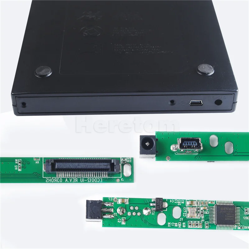 12.7mm USB 2.0 DVD/CD-ROM Case IDE/PATA to SATA Optical Drive External Enclosure for Laptop