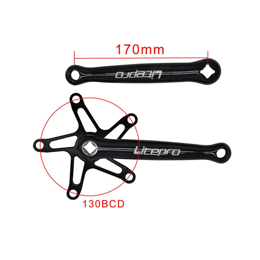 LP Litepro Square Hole Crankset Chainwheel 130BCD Folding Bike Aluminum Alloy Crank 170mm For Brompton Bicycle