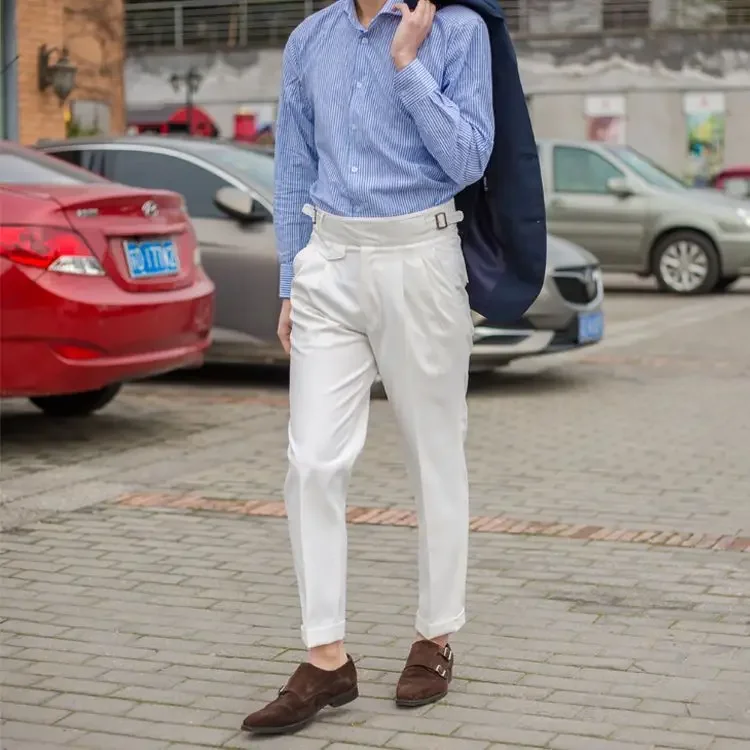 Autumn Men Suit Pants Fashion 2024 Korean Slim Fit Business Solid Pants Formal All Match Long Length Mens Dress Trousers H76