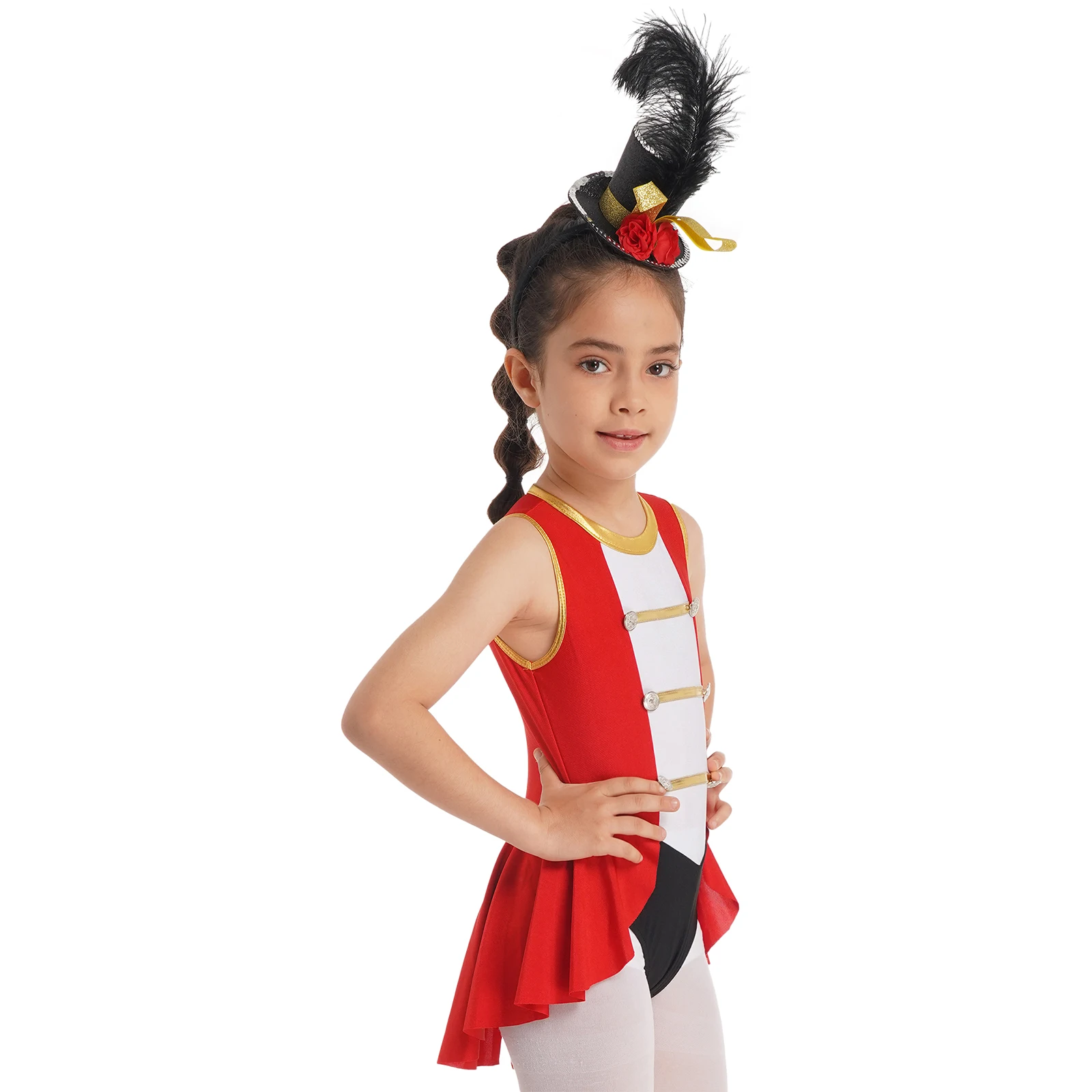 Kids Girls Circus Ringmaster Costumes Halloween Carnival Party Cosplay Performance Jumpsuit Gymnastics Ballet Tutu Leotards