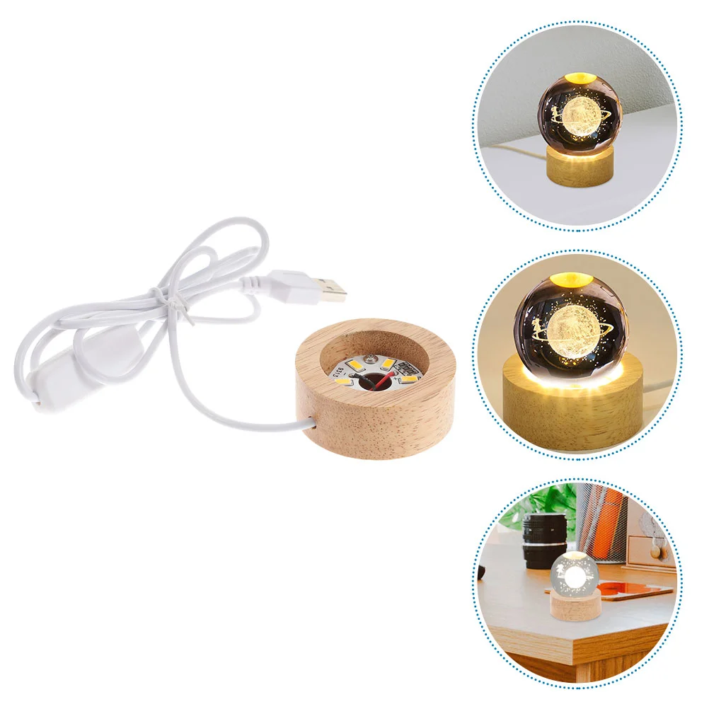 

Crystal Ball Lamp Holder LED Light Base Wood Display Stand Balls Shelf Lighting Stands 6cm Round Rack