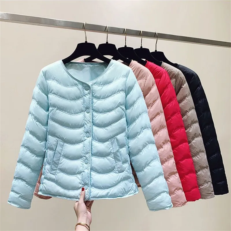 

Thin Light Women Jacket 2023 Autumn Winter New Korean Casual Warm Down Cotton Coat Female Stand Collar Fashion Short Slim Parkas