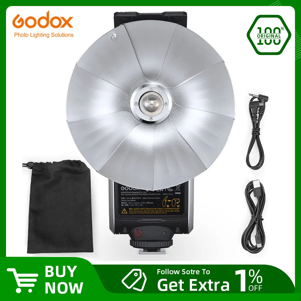godox スポットライト Godox GN14 Lux Senior Retro Camera Flash Light 7 Levels Speedlite