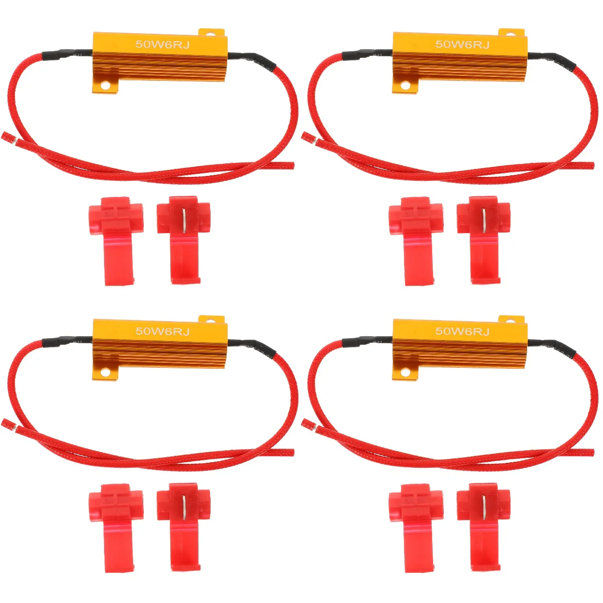 4 Count Automotive Resistance Resistor Kit Resistors for LED Lights Turn Signal Car Load Aluminum 50w 6-ohm 6ohm