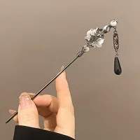 Elegant Flower Hair Sticks Forks Alloy Hair Clips Beads Chain Pendant Headpieces Women Retro Chinese Hair Jewelry Accessories 4