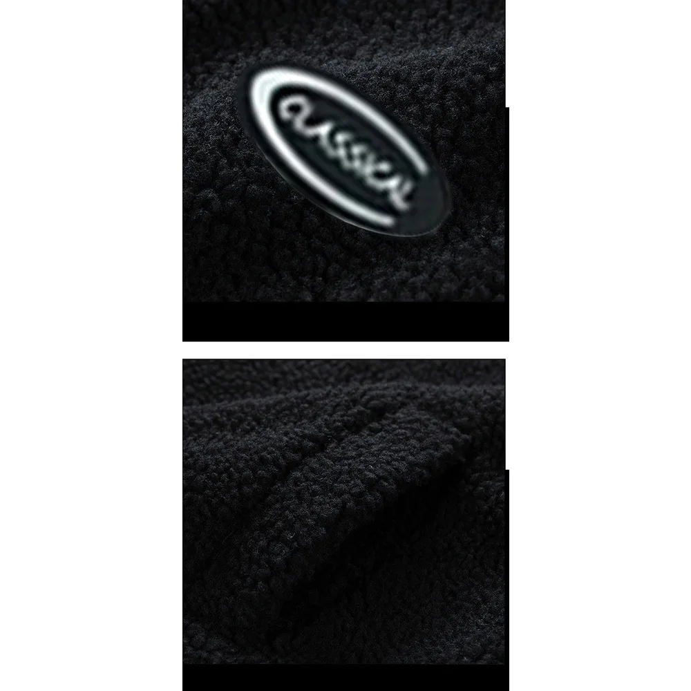 Men's Jacket Standing Collar Lamb Fleece Winter Coat Loose Fit_voghion.com
