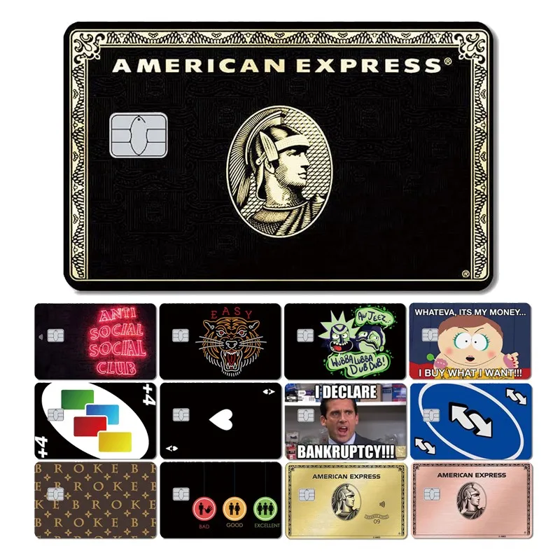 Funny Game Black Card Wing Front Film Skin Sticker Cover for Small Chip Bus Card Credit Card Waterproof Matte 1pc rhinestone decorative large capacity card bag identification card student campus name card pu waterproof protective cover