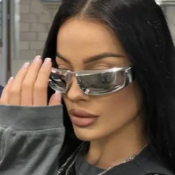 2023 New Outdoor Square Sun Glasses Fashion Mirror Lenses Driving Cost Effective Steam Punk Unisex Y2K Sunglasses