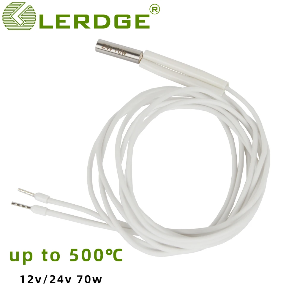 

LERDGE Heating Tube 12V 24V 70W Heater Cartridge 1M 2M Heating Wire 6*20mm 3D Printer For V6 HOTEND Volcano MK8 CR-10 ender 3