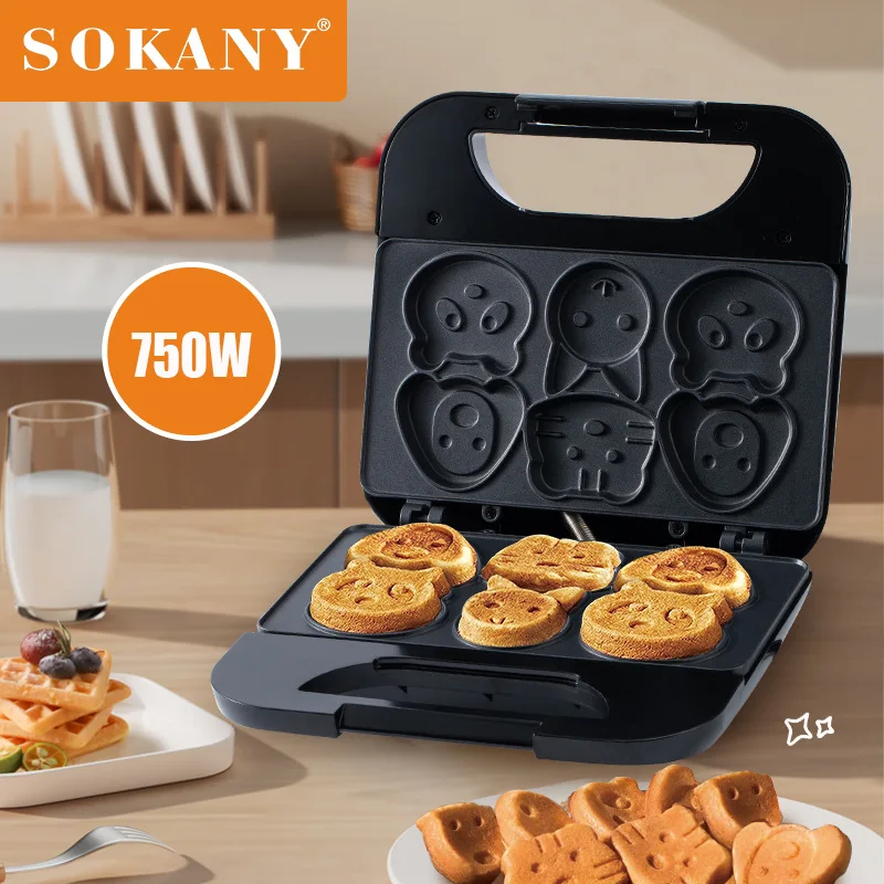 ElectricCookieMakerHouseholdCartoonBiscuitMachineMiniSconesBreakfastMachinewith6Pan