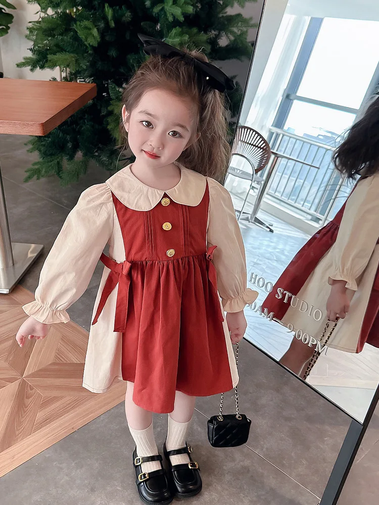 

Girls' Dress Spring and Autumn French Style Fashionable Sweet Princess Long Sleeve Autumn Clothes Children's Baby Girl Skirt Kor