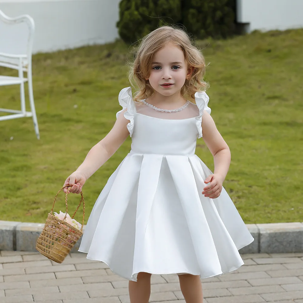 

Girl'S Hot Selling Satin Mini Flying Sleeves Dress Which Can Wear At Birthday/Wedding Or Any Other Formal Party In Summer