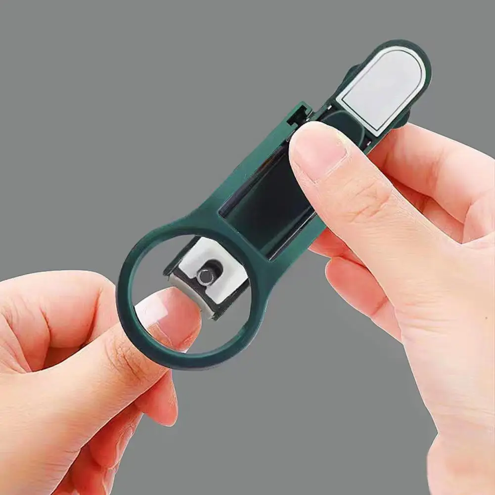 Nail Scissors with Magnifying Glass Practical Anti-splash Nail Clippers for Elderly Hands