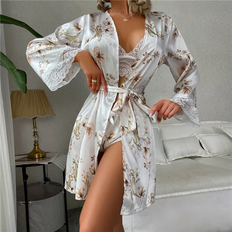 

Women Robe & Gown Sets Sexy Lace Lounge Pijama Long Sleeve Ladies Nightwear Bathrobe Night Dress Various Styles Lingerie