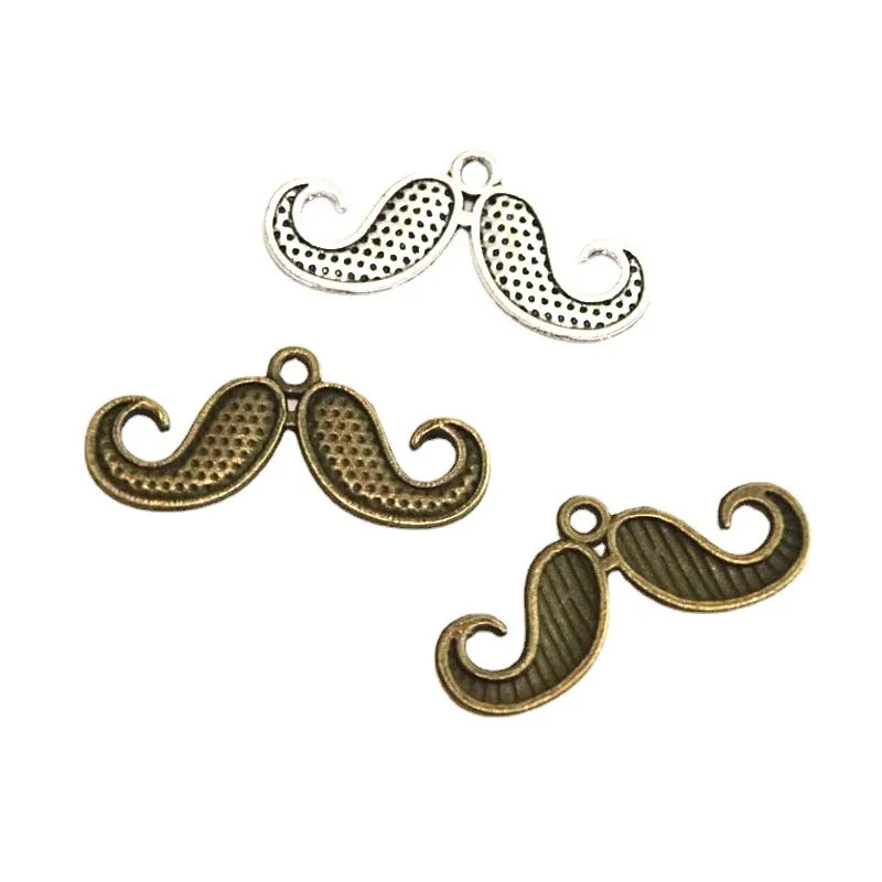

60Pcs 13.6*30MM Vintage Moustache Charms For Jewelry Making Antique Silver Plated Bronze Color Beard Pendants Diy Accessories
