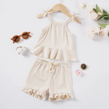 Kids Clothing Sets New Baby Girl Camisole Top + Lace Shorts 2PCS Summer Casual Children Clothes Suits 4