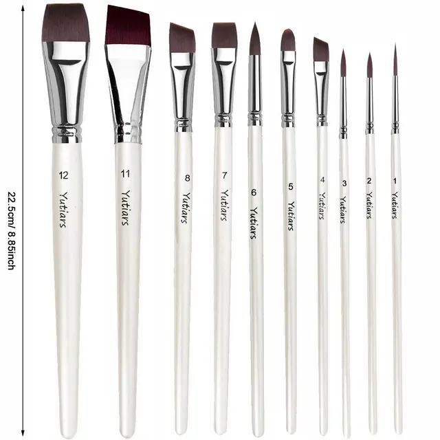 10pcs Flat & Angled Brush Set 2