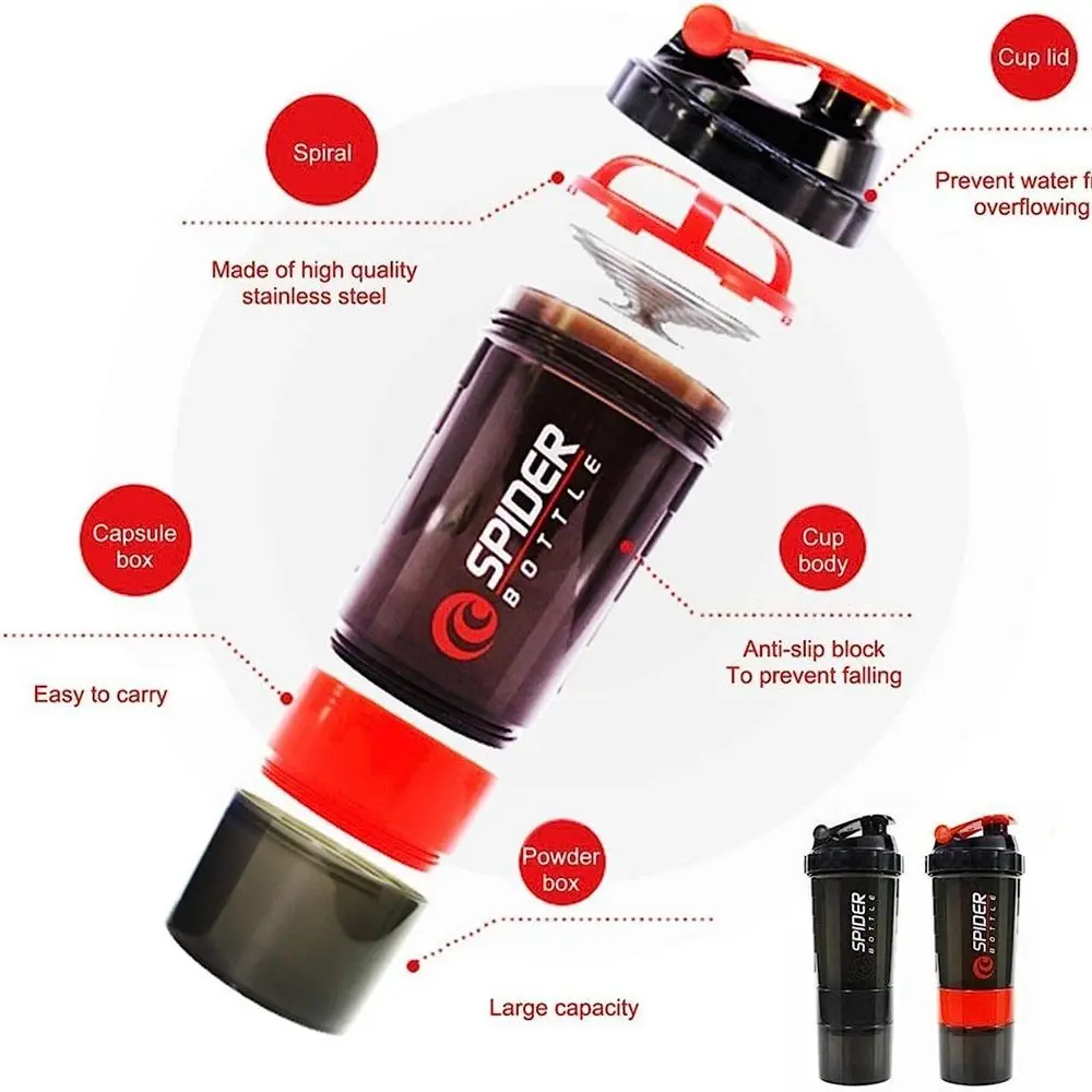 Protein Bottle Shaking Cup Protein Shaker Cup Shaker Bottle Self Stirring Shaker Cup 3 Layers Large Capacity Water Bottle Mixing Cup Body Building Exercise Mixing