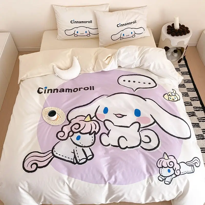 

Мультяшный sanrio Cinnamoroll милая и милая Простыня из чистого хлопка Стильный Модный комплект из четырех предметов и Комплект постельного белья из трех предметов