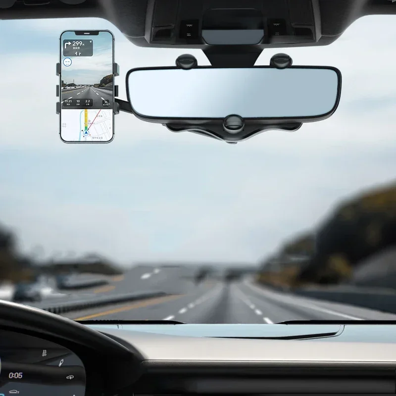 Rearview Mirror Phone Holder Car 360 Rotation Stable Gripper Smartphone Navigation Bracket For iPhone Samsung Xiaomi