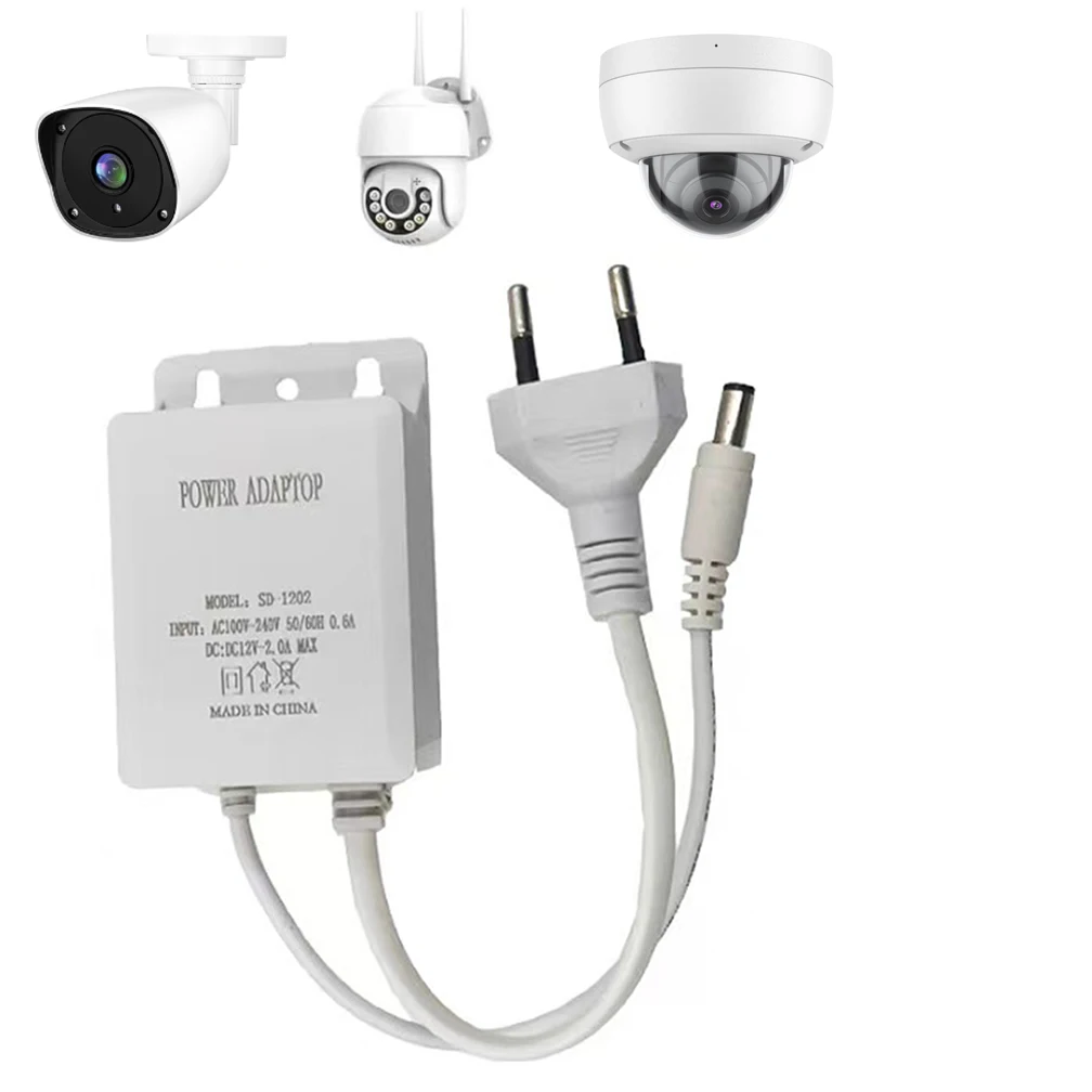 12V 2A Universal Power Supply EU US Plug Adapter Rustproof Anti Oxidation Waterproof for CCTV Surveillance Ip Cameras Monitor