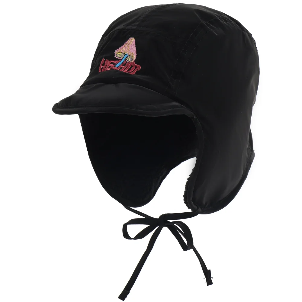 New Pilot Style Hat Fashioh Winter Cap Mushroom Embroidery Warm Bomber Hat Caps For Women Solid Color Girl Hats