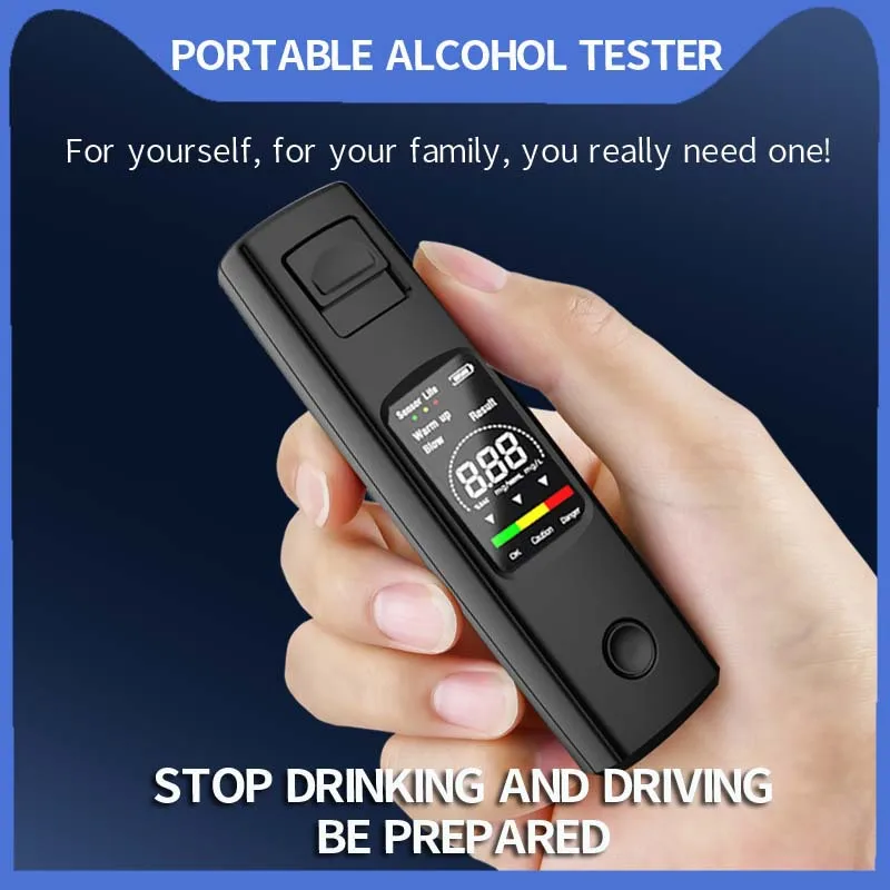 Portable Alcohol Tests Professional High Sensitivity Breathalyzer Alcohol Test Type-C Charging Digital Breath Tester