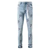 Purple Jeans American High Street Ripped Patch Paint Point Trendy Retro Small Foot Jeans 3