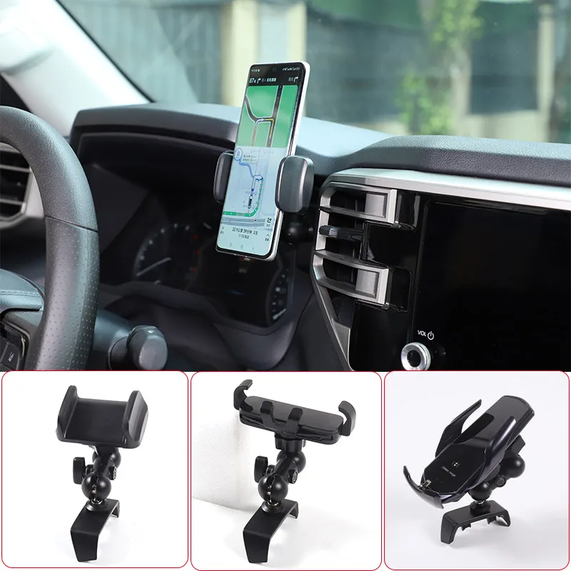 

Aluminum alloy Black Car Dashboard Navigation Bracket Mobile Phone Bracket Accessories For Toyota Tundra Sequoia 2022-2023