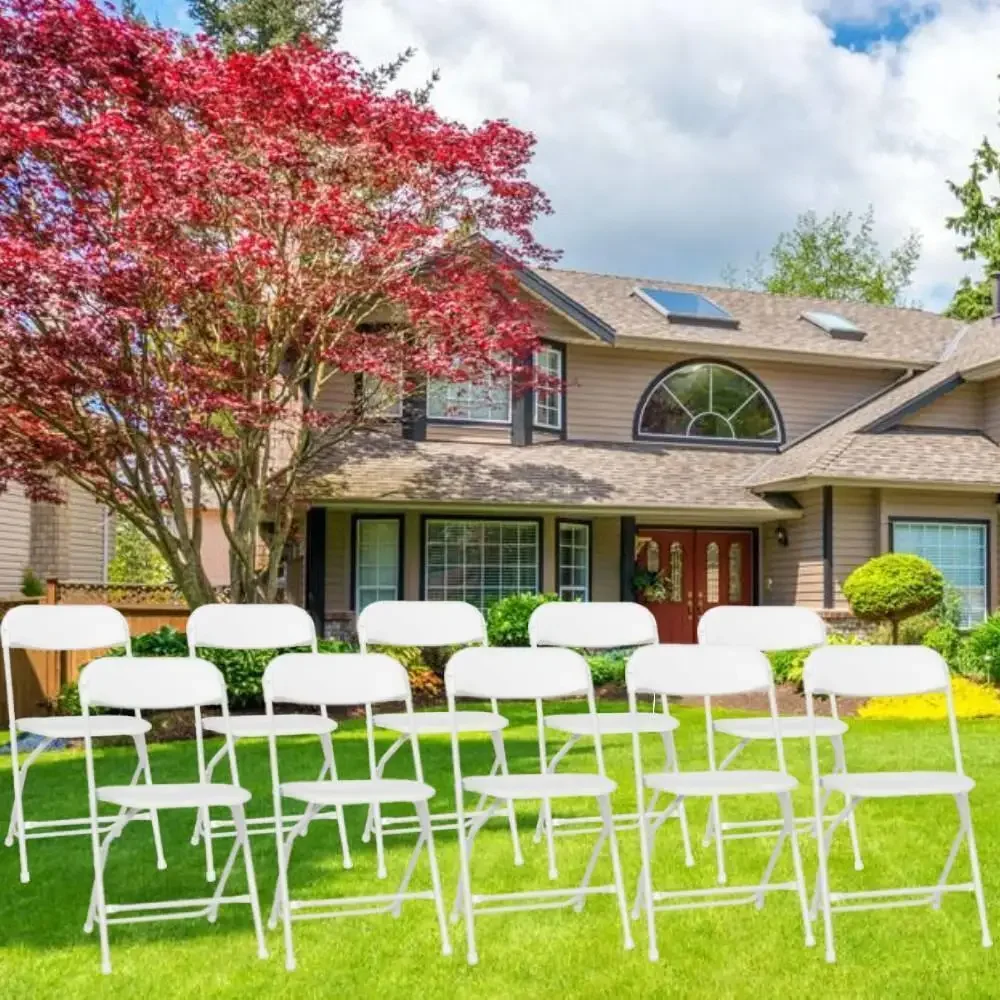 4/6/8/10/12/20Pcs Plastic Folding Chairs Stackable Wedding Party Camping Dining Seats, Home - White/Black 3