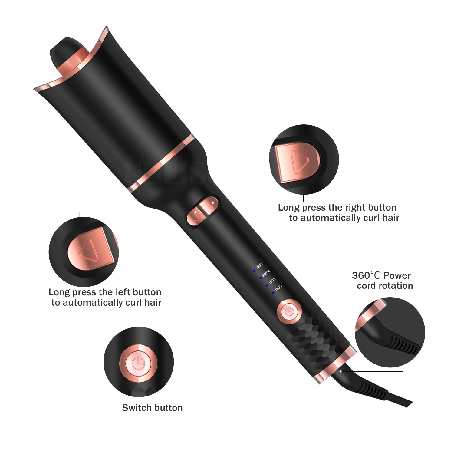 Automatic Hair Curler Professional Classic Rose Hair Curler Auto Design Rotating Curling Iron Automatic