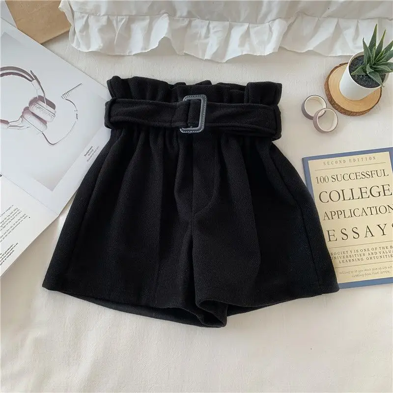 Korea Woolen Shorts Women Solid Loose All-match Korean Style Leisure Popular Ladies Trendy Simple Daily Elegant