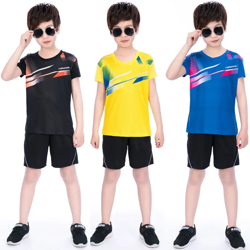 Boys New Children Badminton Sport T-shirt+shorts Suit,polyester Quick-drying Table Tennis Shorts,tennis Jersey Sets