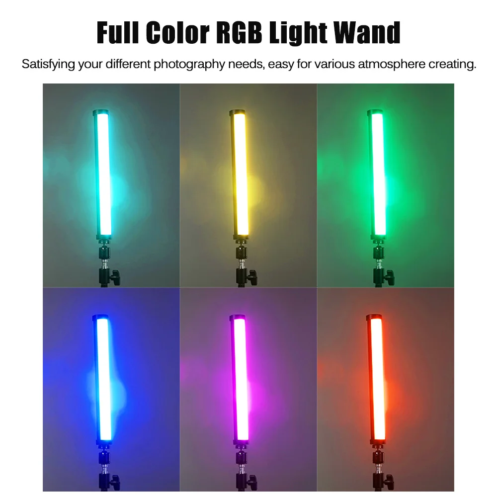 NiceFoto TC-210RGB RGB LED 풀 컬러 라이트 튜브, 휴대용 필 라이트 스틱, 바이 컬러 온도 2500K-9900K 스텝리스 D
