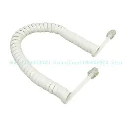 Coiled Landline Phone Handset Cable Cord, 6 Feet, RJ9 Connector (White)