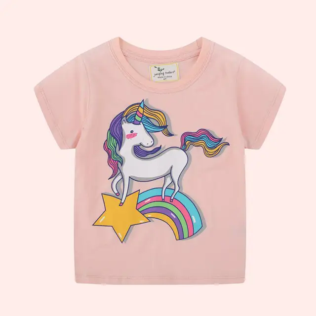 Boys Dinosaur T-shirts Cartoon Printed Girls Tees Children Tops Short-sleeve Clothes for Summer Kids Outfits Pink unicorn