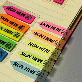100/500 Fogli 'Firma Qui' Note Adesive - Trasparenti, Linguette Colorate per Contratti e Documenti, Adesivo Forte, Riutilizzabili