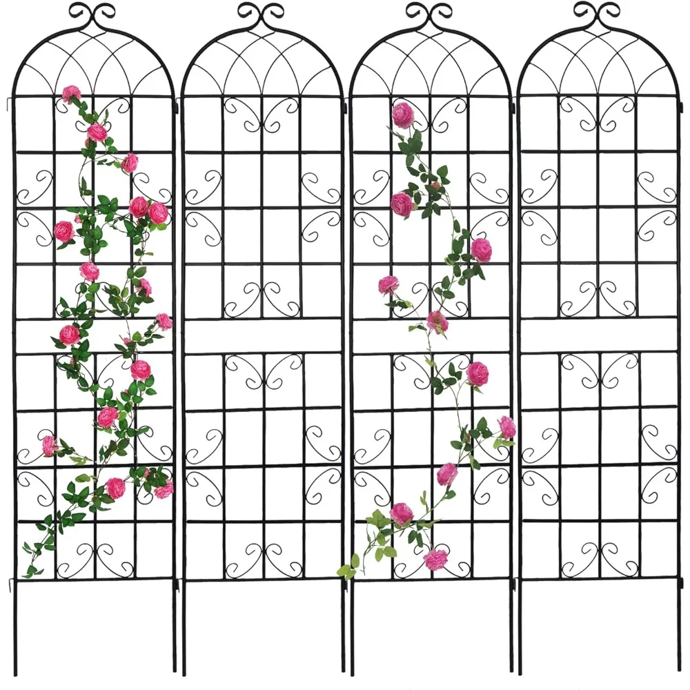 

Fencing for Wedding Garden Buildings 81" Metal Garden Arbor With Double Doors Locking Gate Bridal Party Decoration Grey 4 Pack