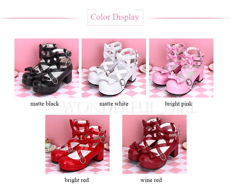 Neue japanische Lolita-Schuhe Anime Cosplay Stiefel Mädchen Prinzessin High Heels Damen Schuhe mit Schleife 2