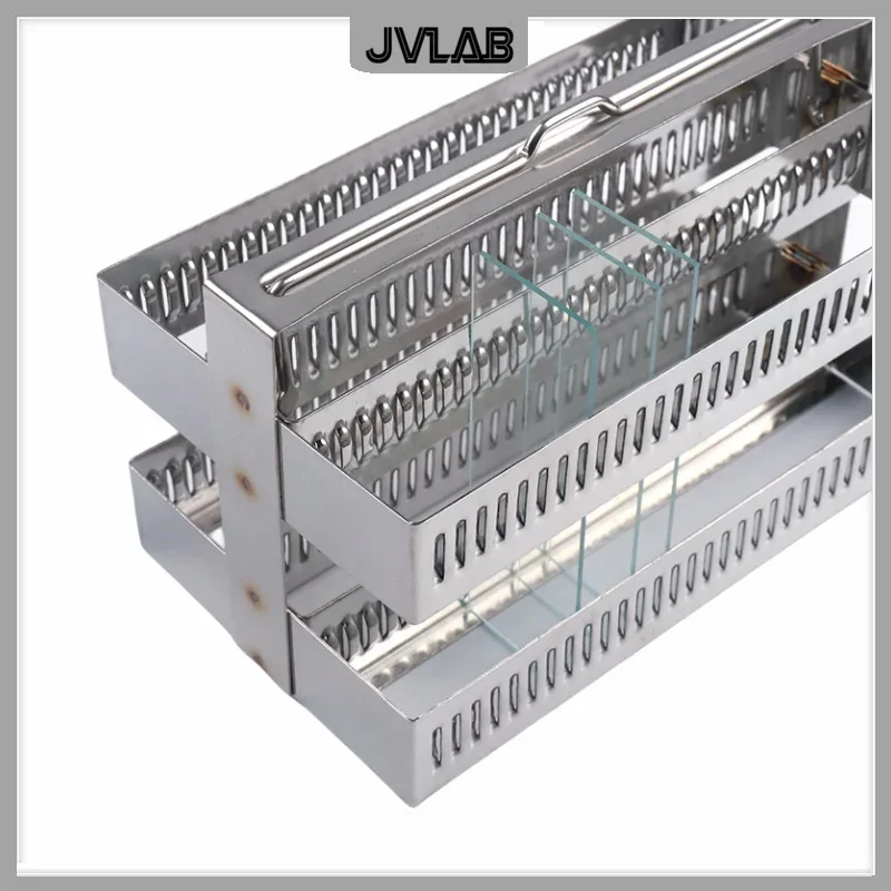 Stainless Steel Dyeing Rack Slides SUS Slides Staining Holder 132*70*73mm Up to 60 without Tank Resistant Acid & Alkali