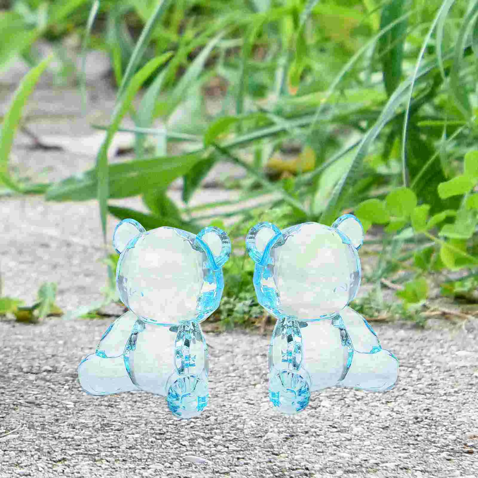 Clear Bear Figurine Small Statue Adorable nament Delicate Decoration Transparent Sculpture Garden Decor Gift 6