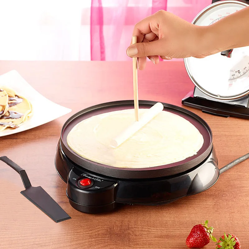 Máquina de panqueca portátil de crepe antiaderente de 8 com tigela de massa  e batedor de ovos para crepes, panquecas, t - Dular