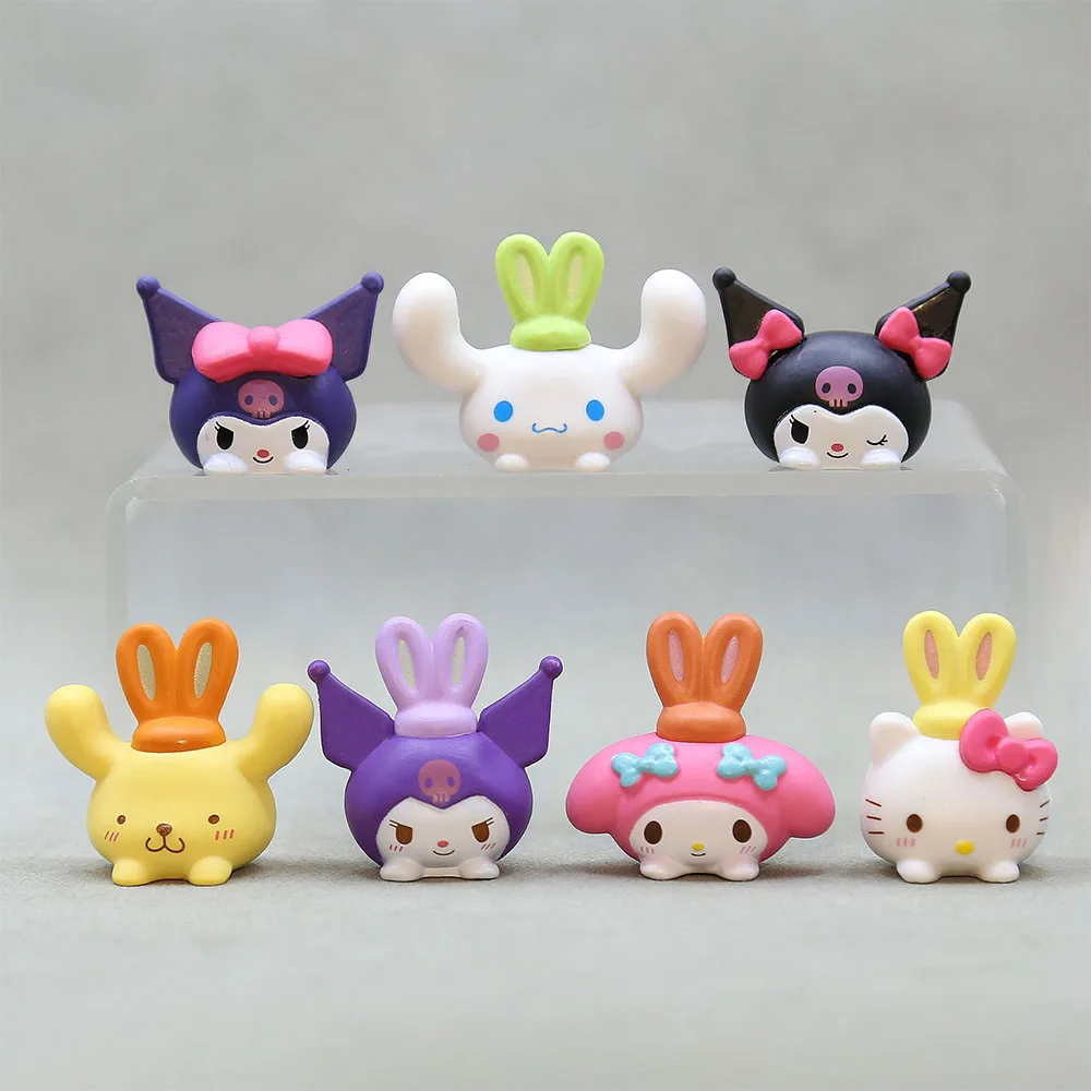 

Sanrio Lovely Cute Toys 7pcs Kawaii Toys Melody Kuromi Cinnamoroll Hello Kitty Plump Doll Cake Decorative Toy Christmas Gifts