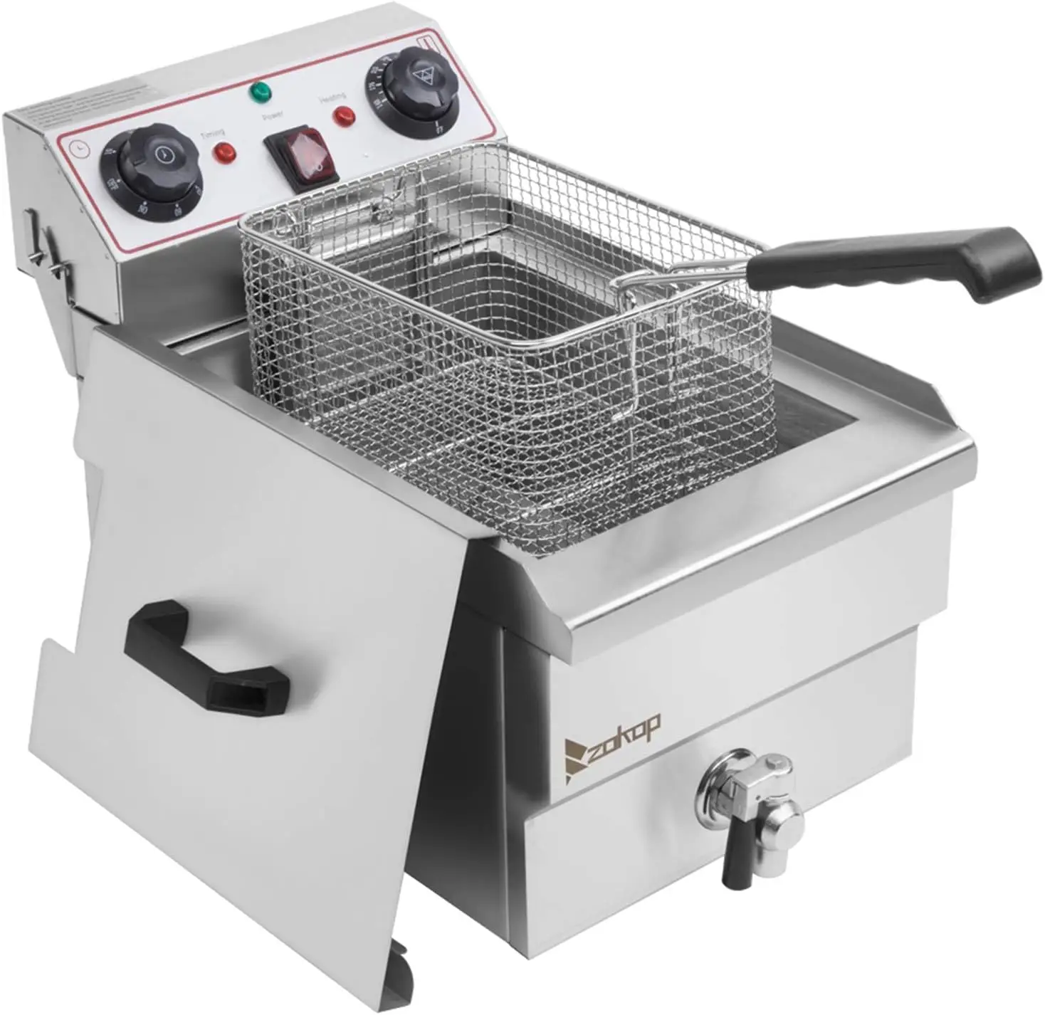 12.5QT Electric Deep Fryer with Time Control & Oil Filtration, 11.8L Countertop Stainless Steel w/Temperature Control & B